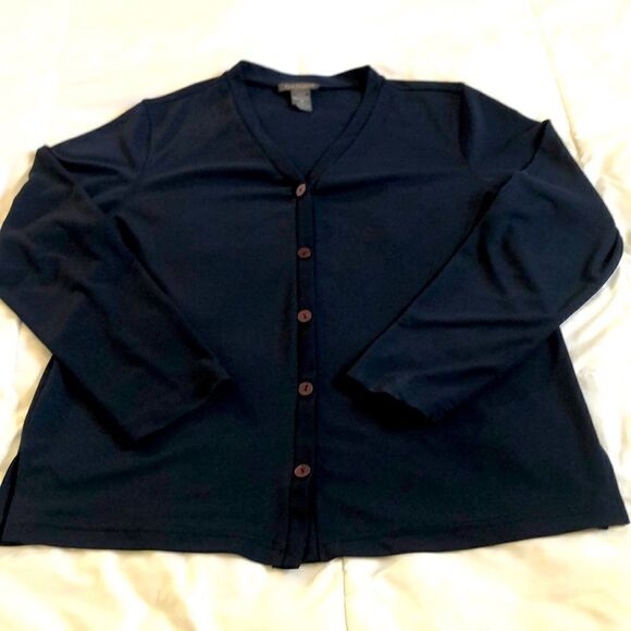 Vintage van Heusen Wms Sz M Navy Blue Cardigan, lightweight used good condition - Picture 7 of 15
